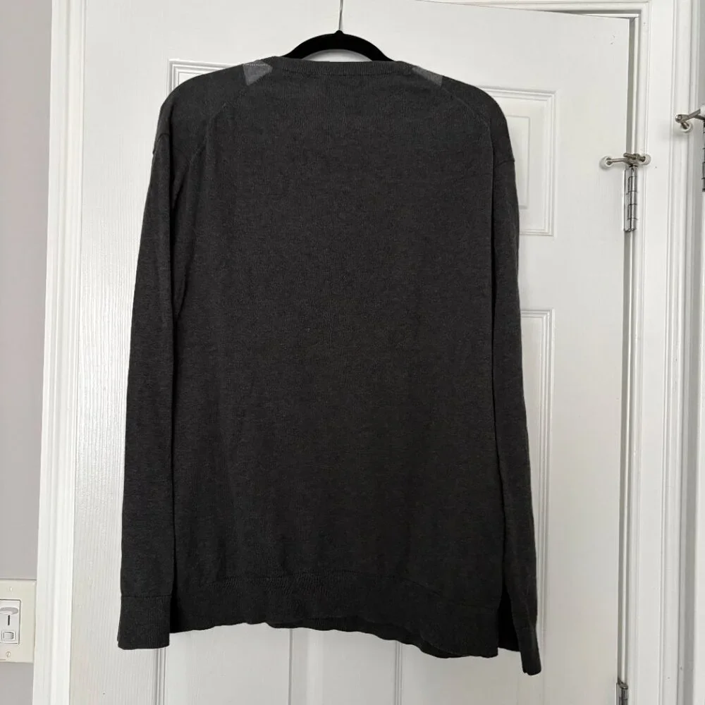 Claiborne Men's Argyle Long Sleeve Sweater Charcoal Heather Cotton Preppy XXL